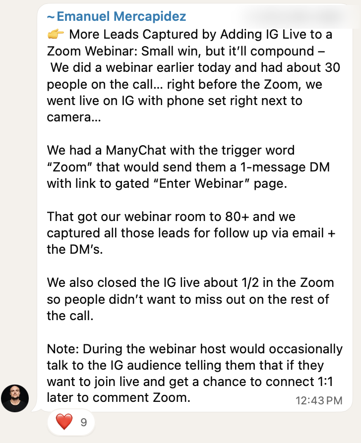 Client result: Emanuel Mercapidez - IG Live Win