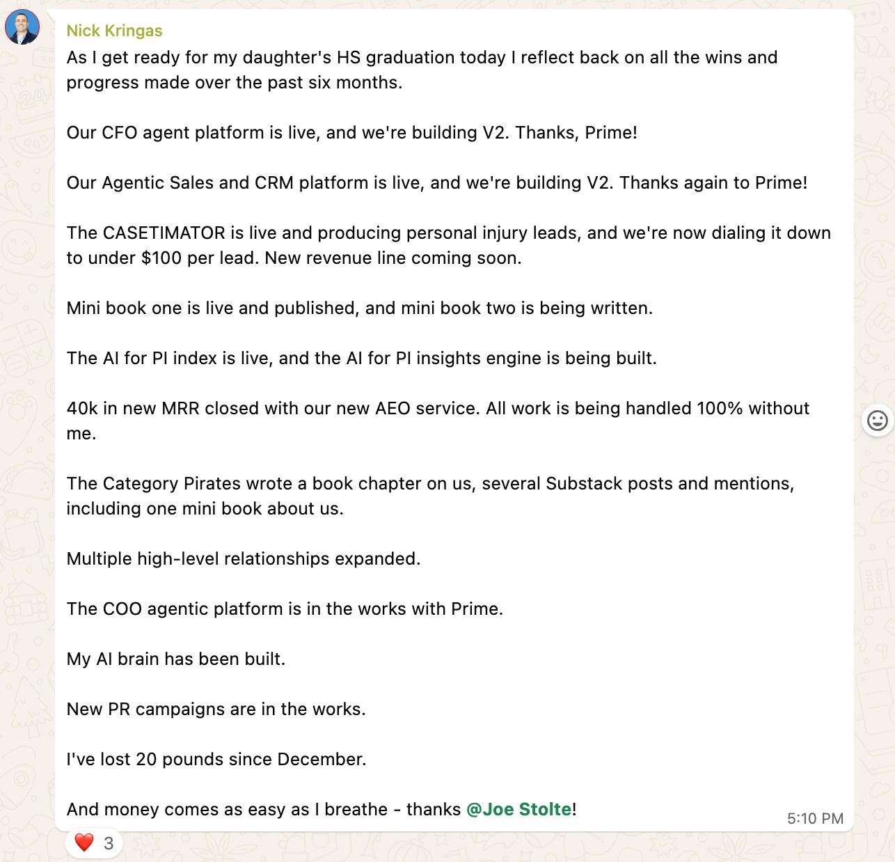 Client result: Nick Kringas - 6 Month Reflection